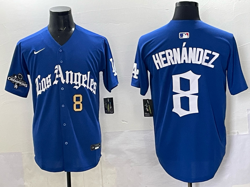 Men Los Angeles Dodgers #8 Hernandez Blue 2025 Nike MLB Jersey style 004->los angeles dodgers->MLB Jersey